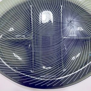 Vintage 1960’s Black and White Studio Art Handblown Glass Platte…